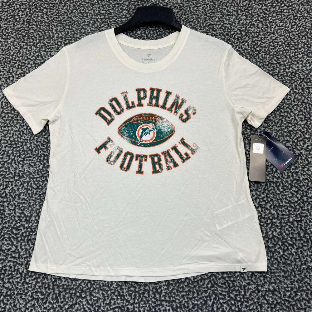 Miami Dolphins Shirt‎ Women Medium White Fanatics Short Sleeve Crew Neck New M